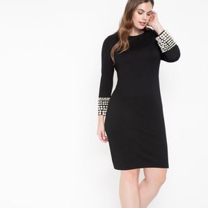 Eloquii Pearl Cuff Black Long Sleeve Dress NWT